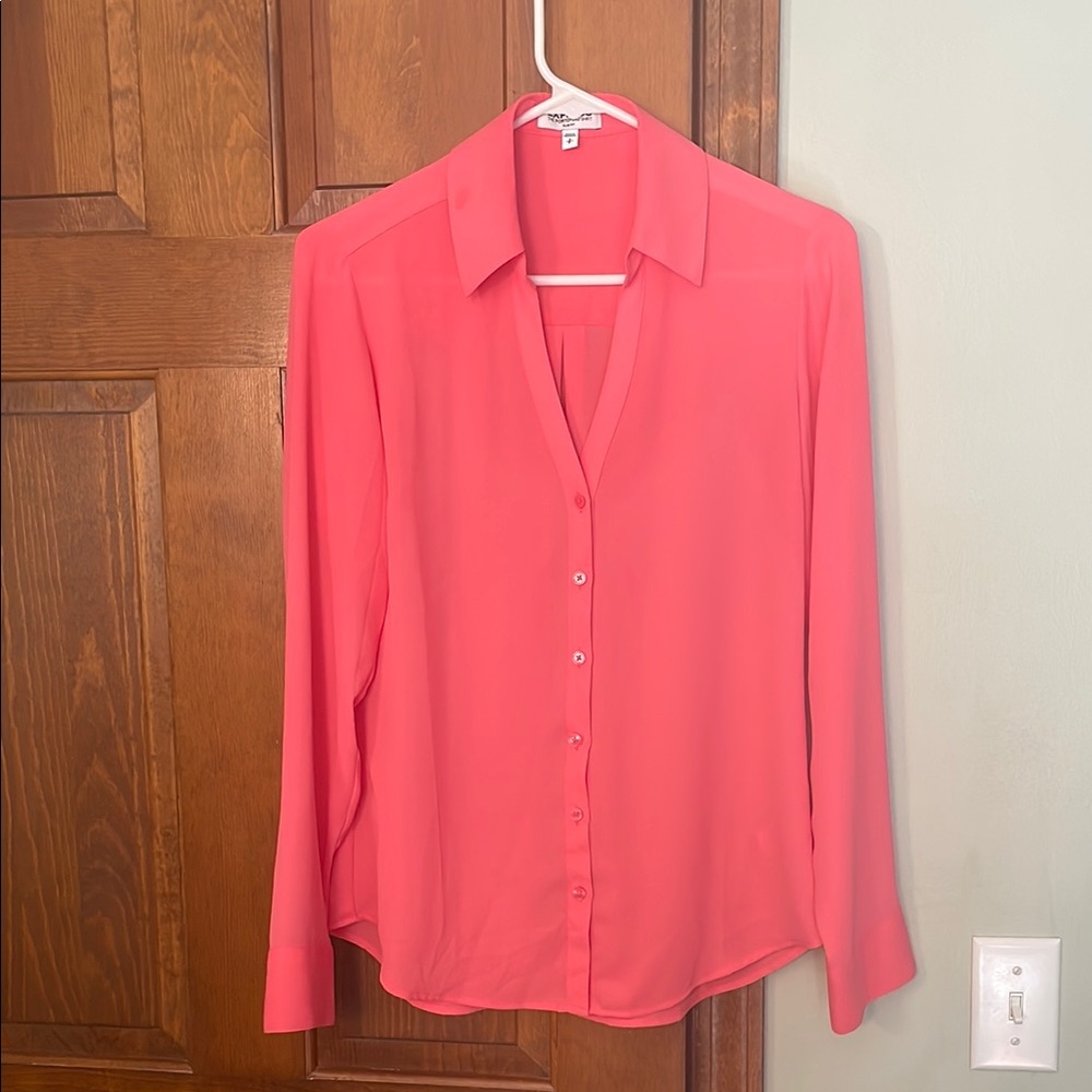 Express Pink long Sleeve Button Down Blouse